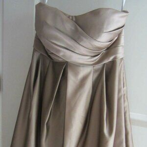 LEVKOFF taupe bronze strapless cocktail dress back bow Women 8 NWOT